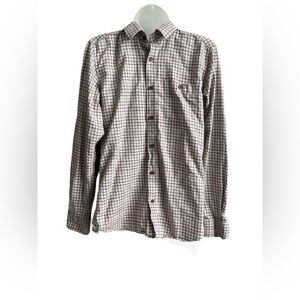 Ted Baker Men’s Beige Plaid Long Sleeve Button Front Size 15